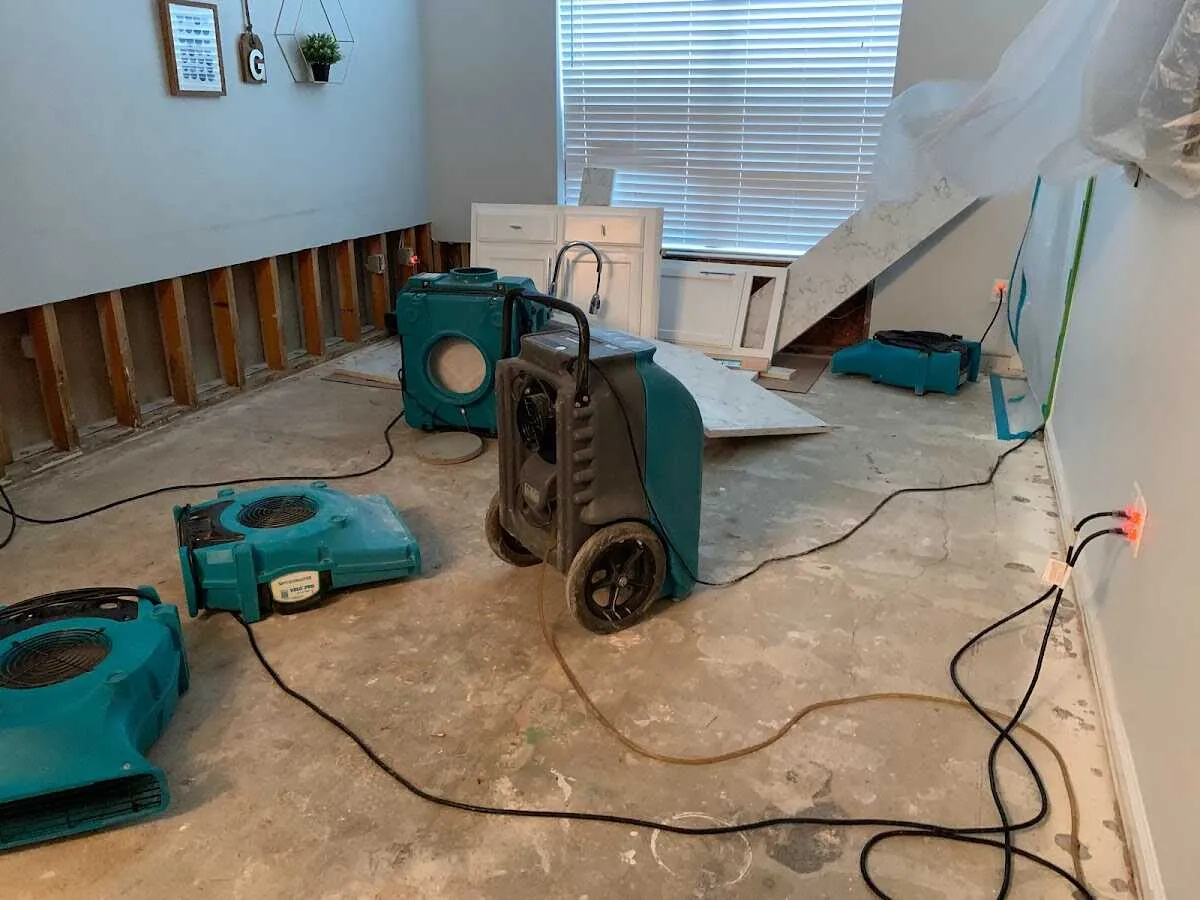 Dehumidifier in flood-cut room for Water Damage Restoration in Martha Lake